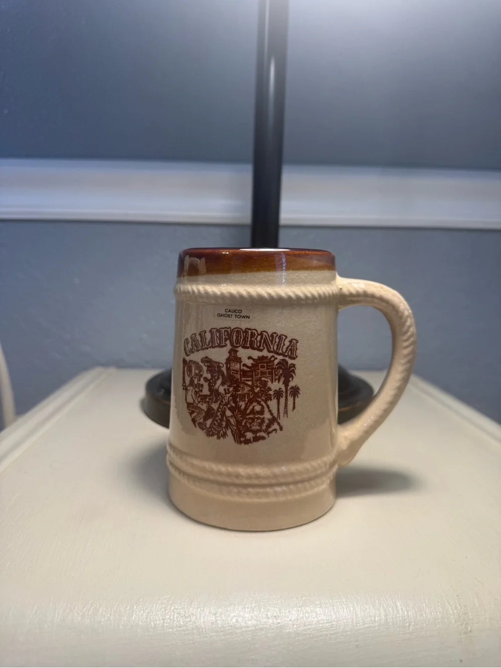 California Ceramic Travel Mug in Cream and Brown